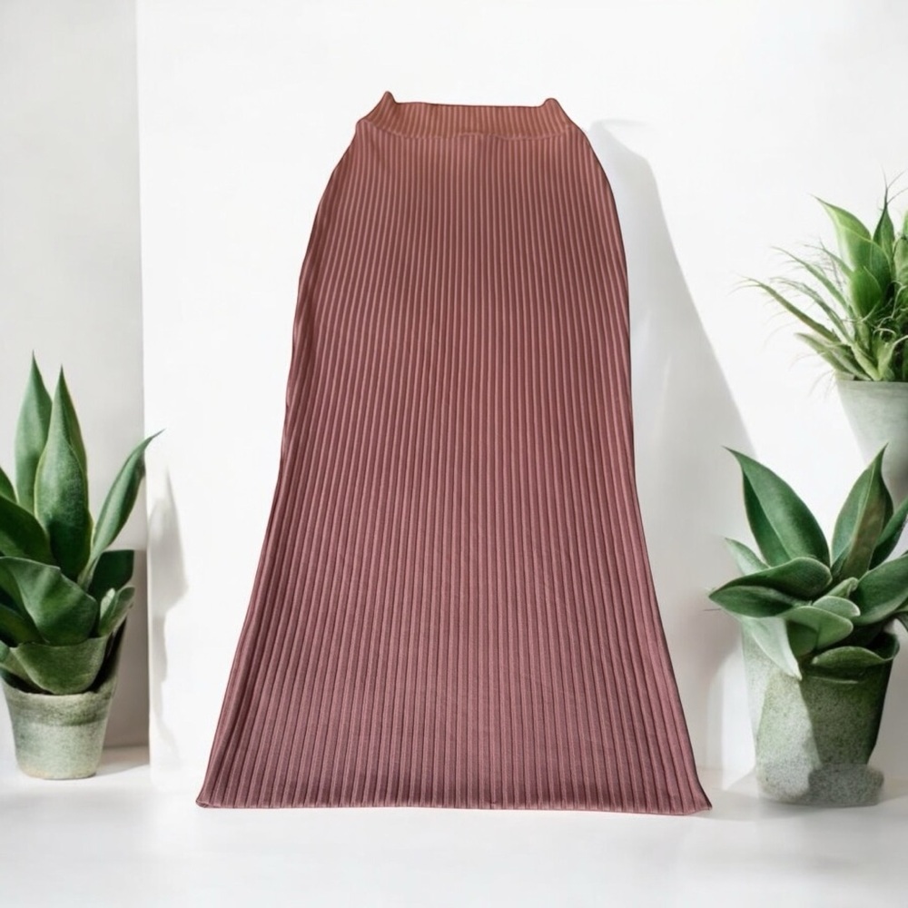 SIZE SMALL PENCIL FIT MAXI STRETCH Elegant Pink Pleated Skirt